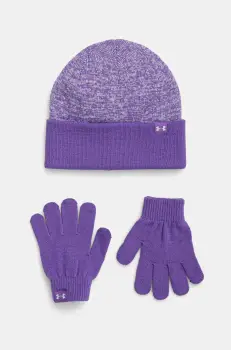 Under Armour caciula si manusi copii G Beanie culoarea violet, 1386642 imagine