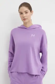 Under Armour hanorac de antrenament Rival culoarea violet, cu gluga, neted imagine