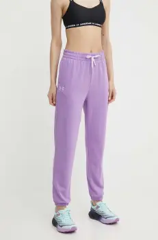 Under Armour pantaloni de antrenament Rival culoarea violet, neted imagine