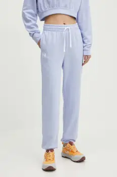 Under Armour pantaloni de antrenament Rival culoarea violet, neted imagine