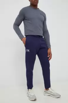 Under Armour pantaloni de trening barbati, culoarea albastru marin, neted imagine