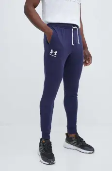 Under Armour pantaloni de trening culoarea albastru marin, cu imprimeu imagine