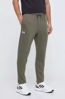Under Armour pantaloni de trening culoarea verde, neted imagine