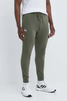 Under Armour pantaloni de trening culoarea verde, neted imagine