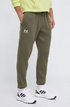 Under Armour pantaloni de trening culoarea verde, neted imagine