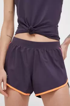 Under Armour pantaloni scurti de alergare Fly-By 2.0 culoarea gri, neted, medium waist imagine