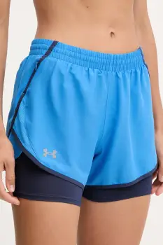 Under Armour pantaloni scurti de alergare Fly By culoarea bordo, uni, high waist imagine