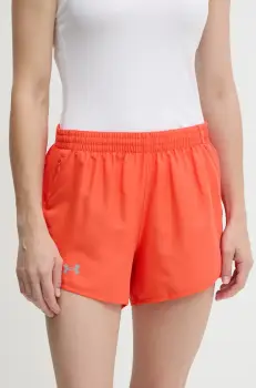 Under Armour pantaloni scurti de alergare Fly By culoarea galben, uni, high waist imagine
