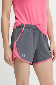 Under Armour pantaloni scurti de alergare Fly By culoarea galben, uni, high waist imagine