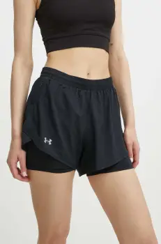 Under Armour pantaloni scurti de alergare Fly By culoarea negru, neted, high waist imagine