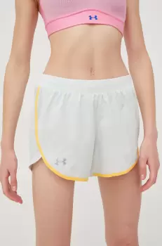 Under Armour pantaloni scurti de alergare Fly By Elite femei, culoarea verde, neted, medium waist imagine