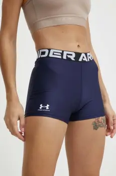Under Armour pantaloni scurti de antrenament Authentics culoarea albastru marin, cu imprimeu, medium waist imagine