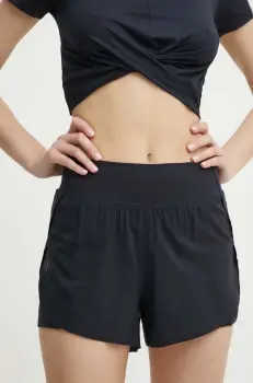 Under Armour pantaloni scurti de antrenament Flex culoarea negru, neted, high waist imagine