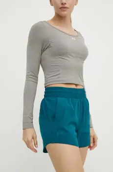 Under Armour pantaloni scurti de antrenament Flex culoarea verde, neted, high waist imagine