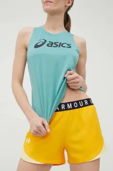 Under Armour pantaloni scurti de antrenament Play Up 3.0 1344552. femei, culoarea portocaliu, cu imprimeu, medium waist 1344552.-028 imagine