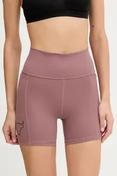 Under Armour pantaloni scurti de antrenament Project Rock culoarea roz, cu imprimeu, high waist, 6005086 imagine
