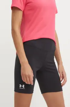 Under Armour pantaloni scurti de antrenament Rival culoarea negru, neted, high waist, 1386703 imagine