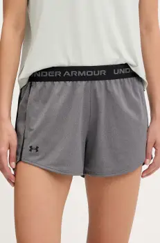 Under Armour pantaloni scurti de antrenament Tech Play culoarea gri, cu imprimeu, medium waist, 1389882 imagine
