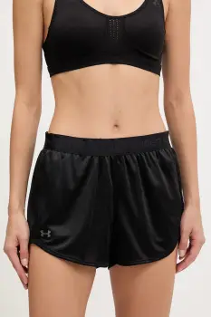 Under Armour pantaloni scurti de antrenament Tech Play culoarea negru, uni, high waist, 1389883 imagine