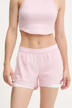 Under Armour pantaloni scurti de antrenament Tech Play culoarea roz, uni, high waist, 1389895 imagine