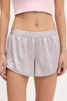 Under Armour pantaloni scurti de antrenament Tech Play culoarea violet, uni, high waist, 1389883 imagine