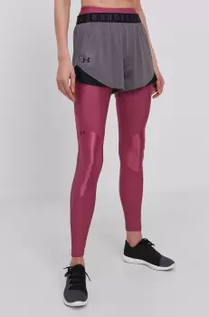 Under Armour Pantaloni scurti femei, culoarea gri, cu imprimeu, medium waist imagine