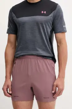 Under Armour pantaloni scurti sport Project Rock culoarea maro, 6007178 imagine