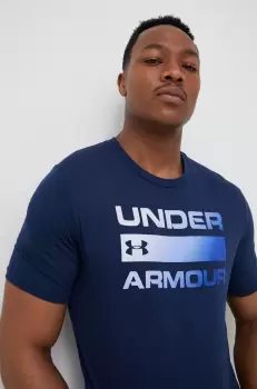 Under Armour tricou barbati, culoarea albastru marin, cu imprimeu imagine