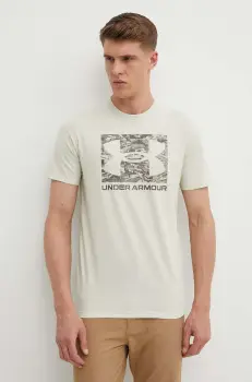 Under Armour tricou barbati, culoarea bej, cu imprimeu imagine