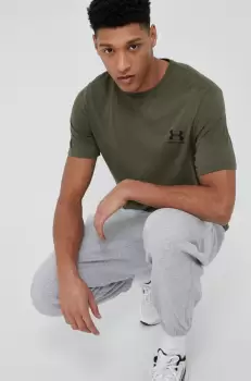 Under Armour tricou barbati, culoarea verde, neted imagine