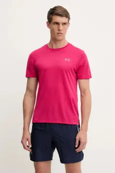Under Armour tricou de alergare culoarea roz, uni, 1389807 imagine