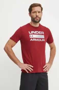 Under Armour tricou de antrenament Team Issue Wordmark culoarea bordo, cu imprimeu, 1329582 imagine