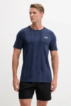 Under Armour tricou de antrenament Vanish Seamless culoarea bleumarin, cu imprimeu, 1388129 imagine