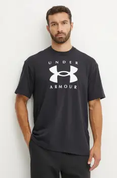 Under Armour tricou HW Branded barbati, culoarea negru, cu imprimeu, 1389146 imagine
