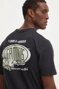 Under Armour tricou sport Grounds Crew culoarea negru, cu imprimeu, 1387718 imagine