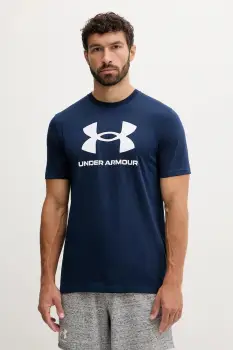 Under Armour tricou SPORTSTYLE LOGO culoarea bleumarin, cu imprimeu, 1382911 imagine