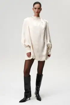 Undress Code rochie culoarea bej, mini, oversize, 1040 imagine