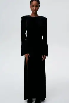 Undress Code rochie de catifea culoarea negru, maxi, evazati, 601 imagine