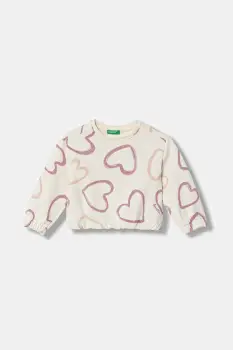 United Colors of Benetton bluza bebe culoarea bej, cu imprimeu, 3TIKG10LE imagine