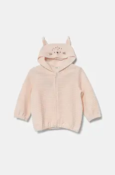 United Colors of Benetton bluza bebe culoarea roz, cu gluga, neted, 3MCDA501C imagine