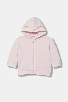 United Colors of Benetton bluza bebe culoarea roz, cu gluga, uni, 3MDSA501M imagine