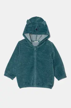 United Colors of Benetton bluza bebe culoarea verde, cu gluga, neted, 3MCDA501C imagine