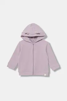 United Colors of Benetton bluza bebe culoarea violet, cu gluga, uni, 3MDSA501M imagine