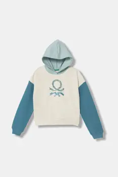 United Colors of Benetton bluza copii cu gluga, cu imprimeu, 39M2C205E imagine