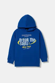 United Colors of Benetton bluza copii cu gluga, cu imprimeu, 3J73C205C imagine