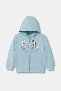 United Colors of Benetton bluza copii cu gluga, cu imprimeu, 3J73G5046 imagine