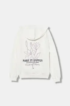 United Colors of Benetton bluza copii culoarea alb, cu gluga, cu imprimeu, 32N4C505I imagine