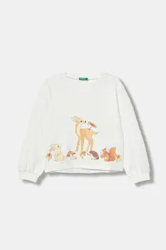 United Colors of Benetton bluza copii culoarea alb, cu imprimeu, 3SNPG10KA imagine