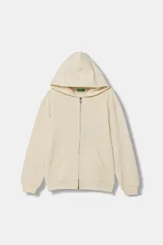 United Colors of Benetton bluza copii culoarea bej, cu gluga, uni, 3J73C505N imagine