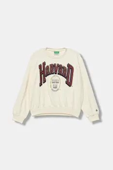 United Colors of Benetton bluza copii culoarea bej, cu imprimeu, 32N4C10PQ imagine